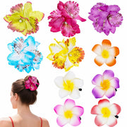 KorViSHOW Hawaiian Flower Hair Clips 10 Pcs Multicolor Plumeria Orchid