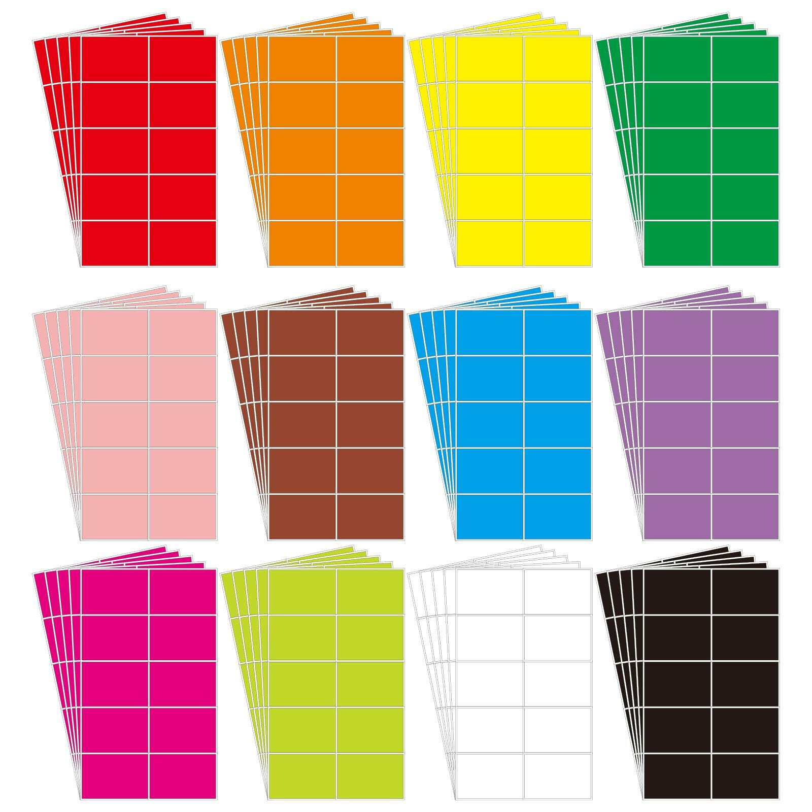 Kerosly 600 PCS Colored Rectangular Labels Stickers 3x2in 12 Assorted Colors