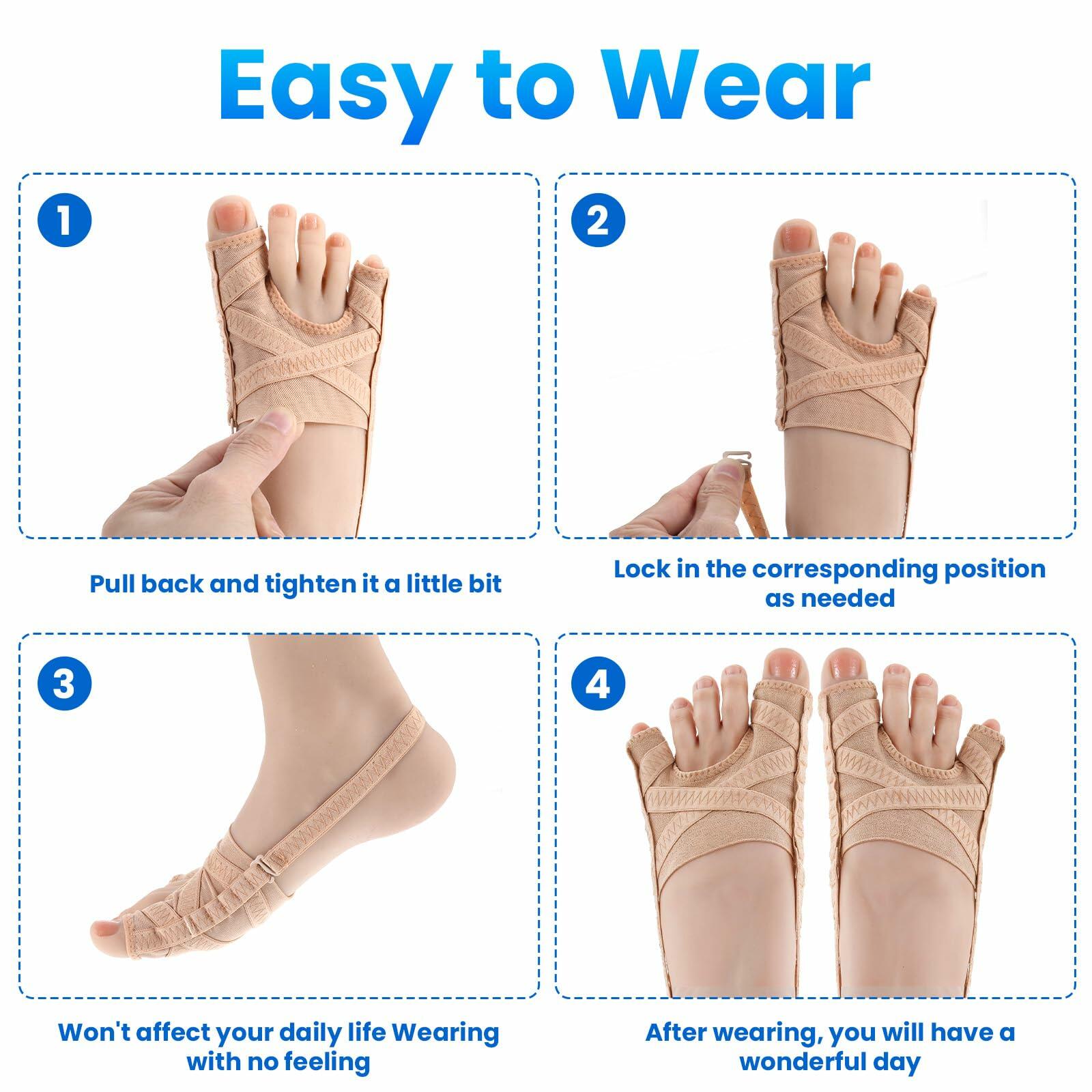 Ptwola 2 Pcs Bunion Corrector Big Toe Straightener Socks Men Size 6.5-9.5