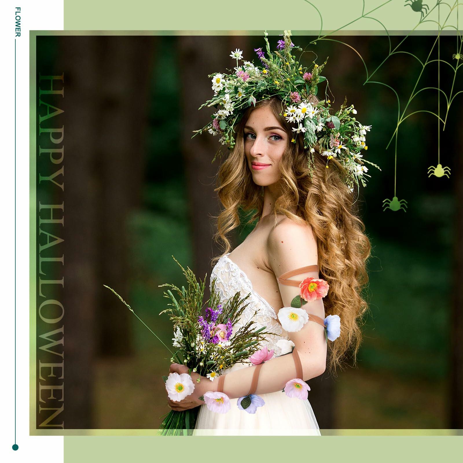 Xuhal Colorful Flower Arm Wraps Halloween Fairy Costume Accessories One Size