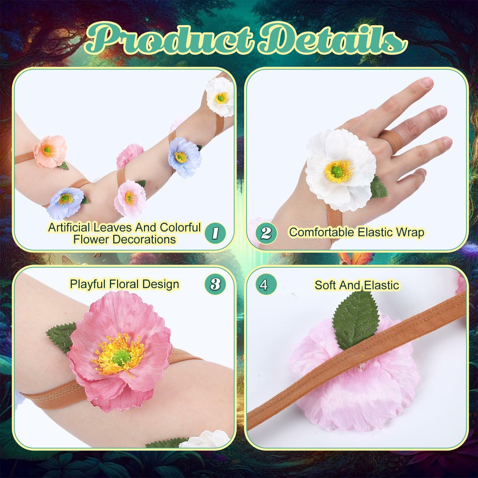 Xuhal Colorful Flower Arm Wraps Halloween Fairy Costume Accessories One Size