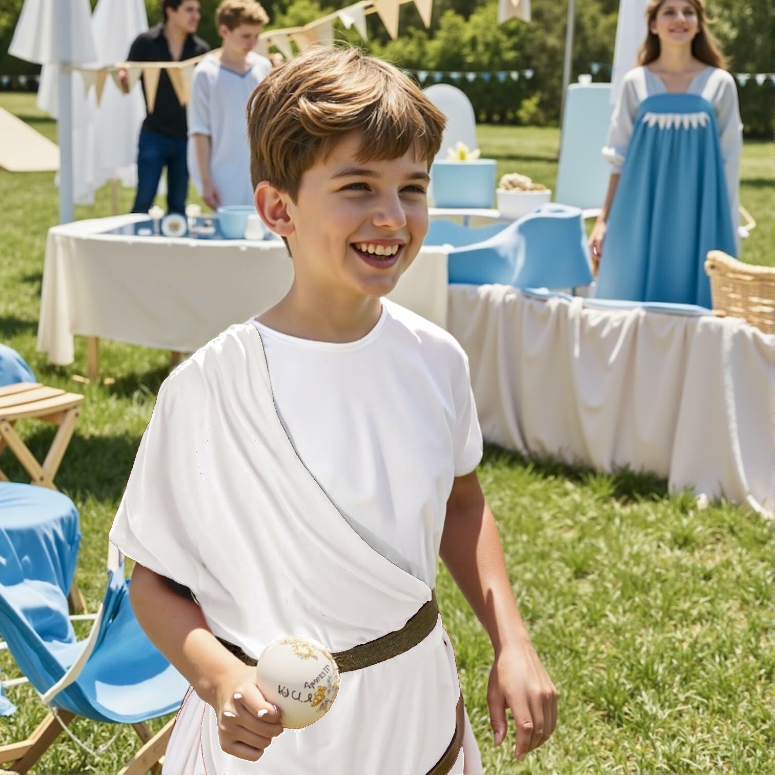 VZQI Greek Toga Costume Kids Roman Halloween Boy Cosplay White Size M