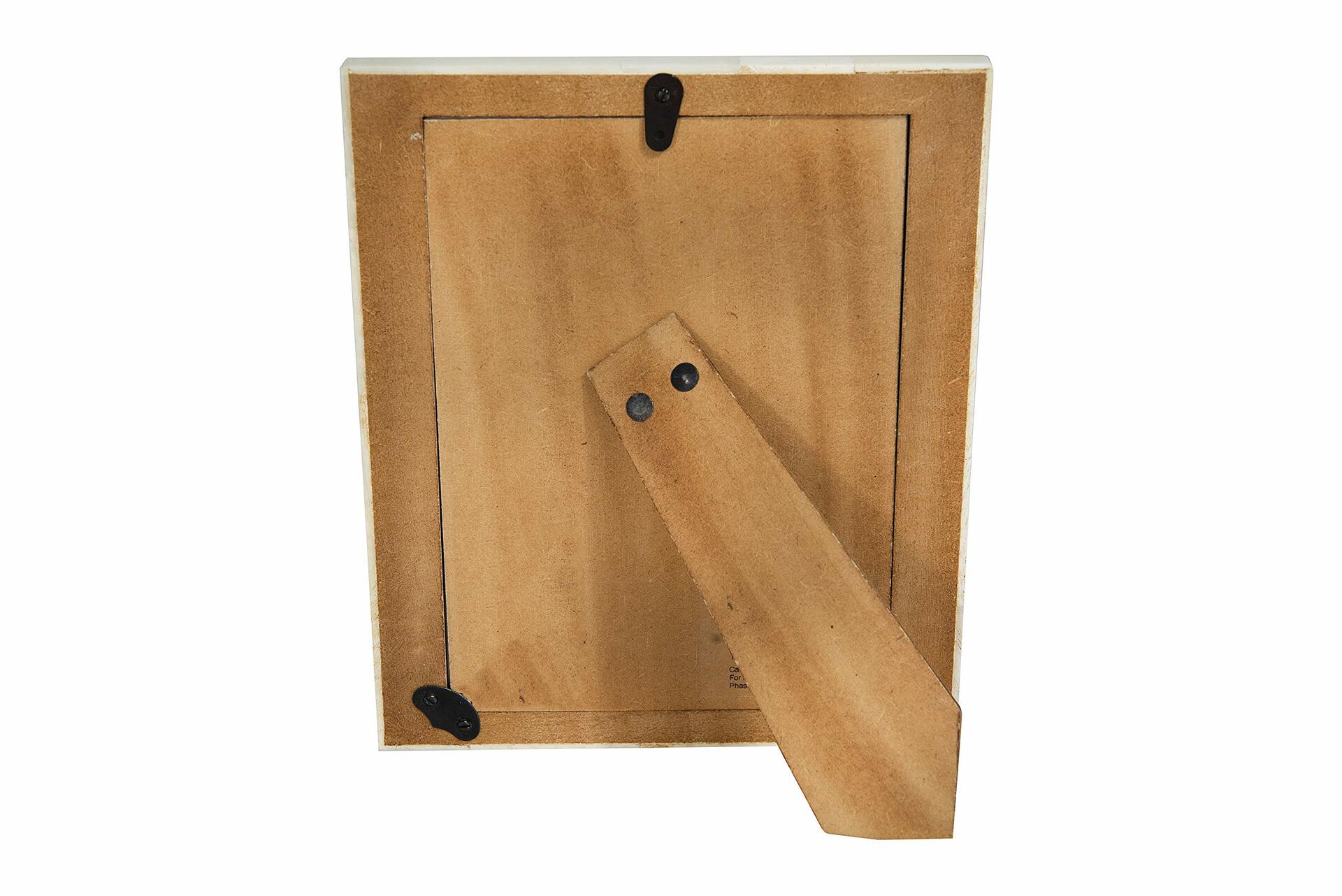 Creative Co-Op White Resin Photo Frame Beige Accents Holds 5x7 Photo