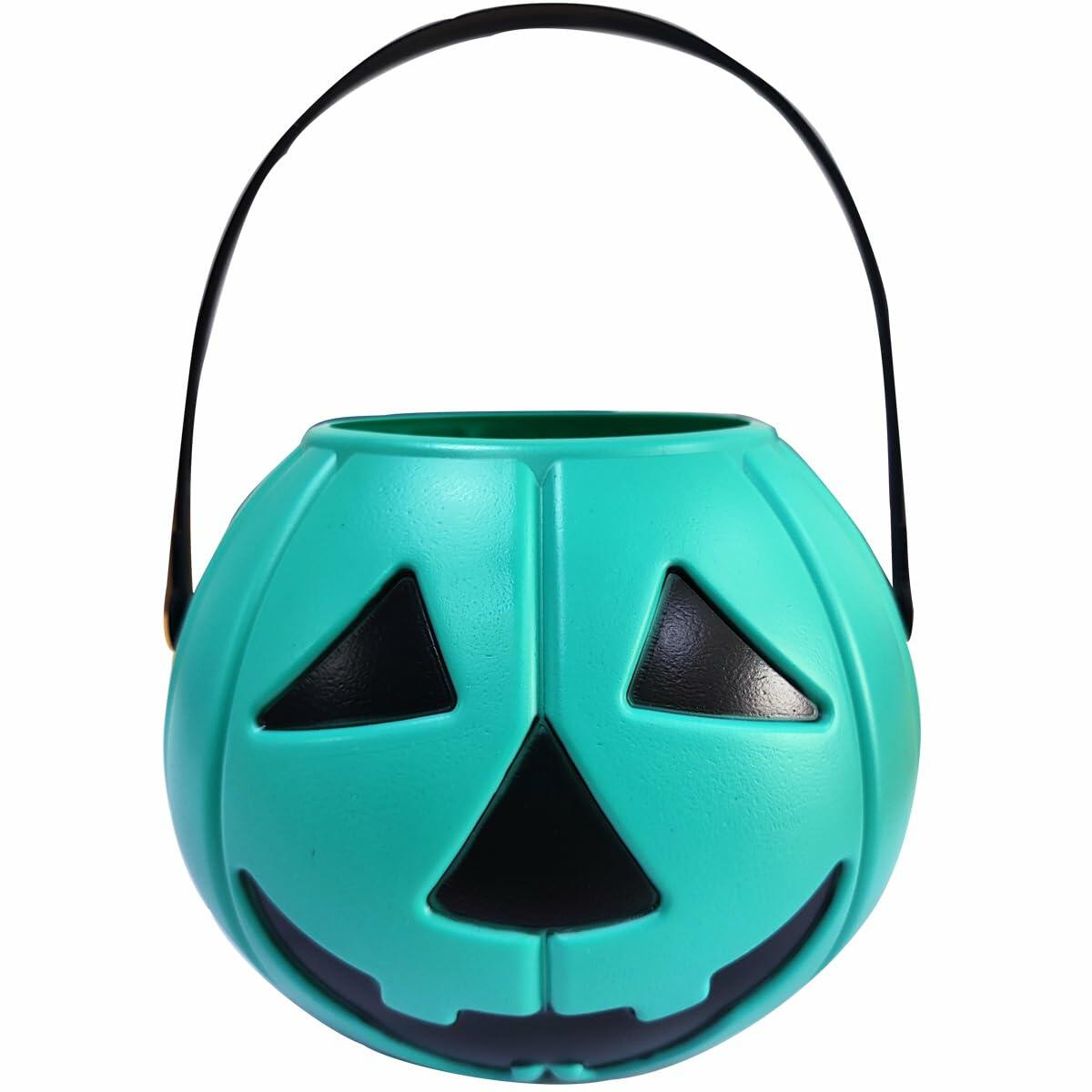 DQFAQYY Teal Pumpkin Bucket 7" Plastic Halloween Candy Bowl 7x7x5.5in