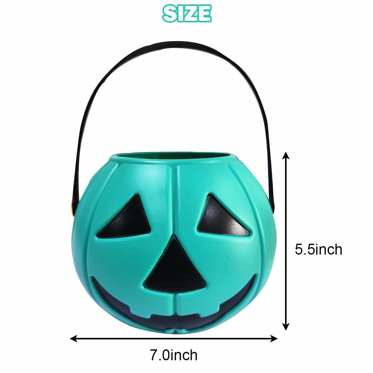 DQFAQYY Teal Pumpkin Bucket 7" Plastic Halloween Candy Bowl 7x7x5.5in