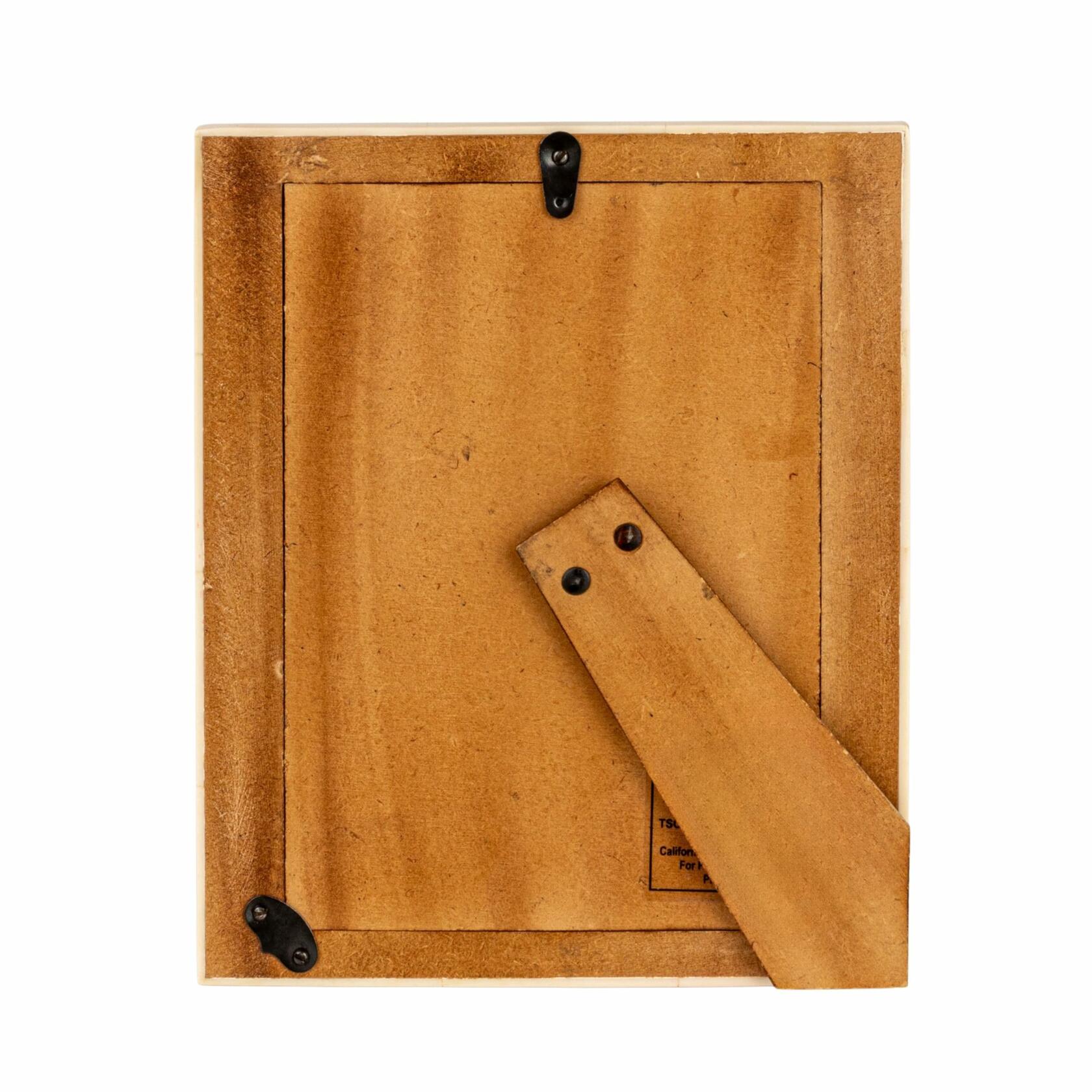 Creative Co-Op White Resin Photo Frame Beige Accents Holds 5x7 Photo