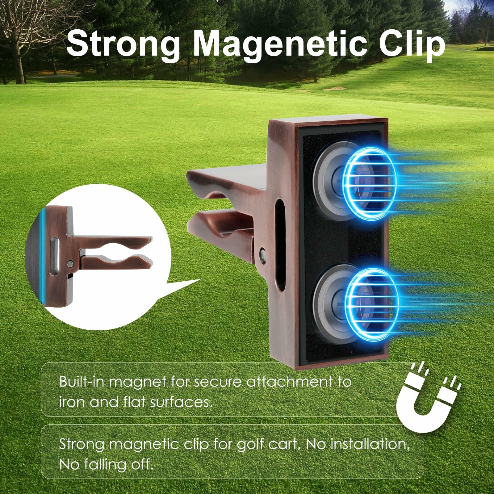 HsnChrm Magnetic Cigar Holder Golf Cart Mount Glossy Zinc Alloy Clip Strap