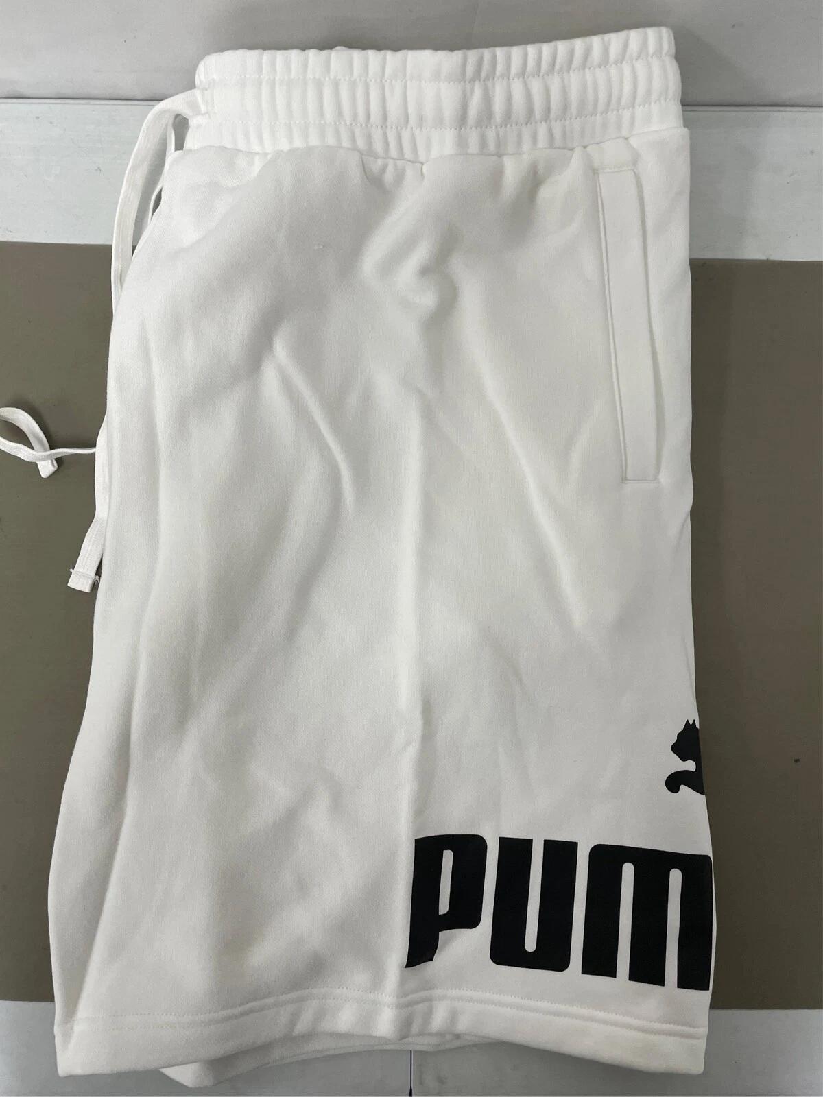 PUMA Men's Big Logo Fleece 10" Shorts Puma White Size 3XL