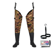 Ouzong Fishing Hip Waders Waterproof 2-Ply PVC/Nylon Cleated Green Size 12