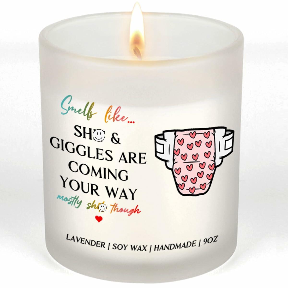 DOSINY Lavender Scented Candle 9Oz Soy Wax Gift for New Mom Funny Expecting