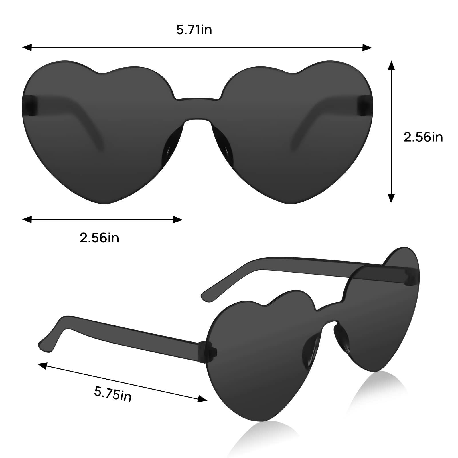 MGupzao 8 Pack Heart Shaped Sunglasses Frameless Black & Translucent