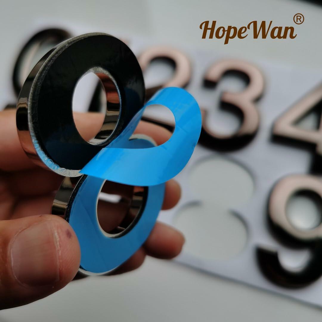 HopeWan 3" Mailbox Address Numbers Self Adhesive 3D Raised Black 2 Sets