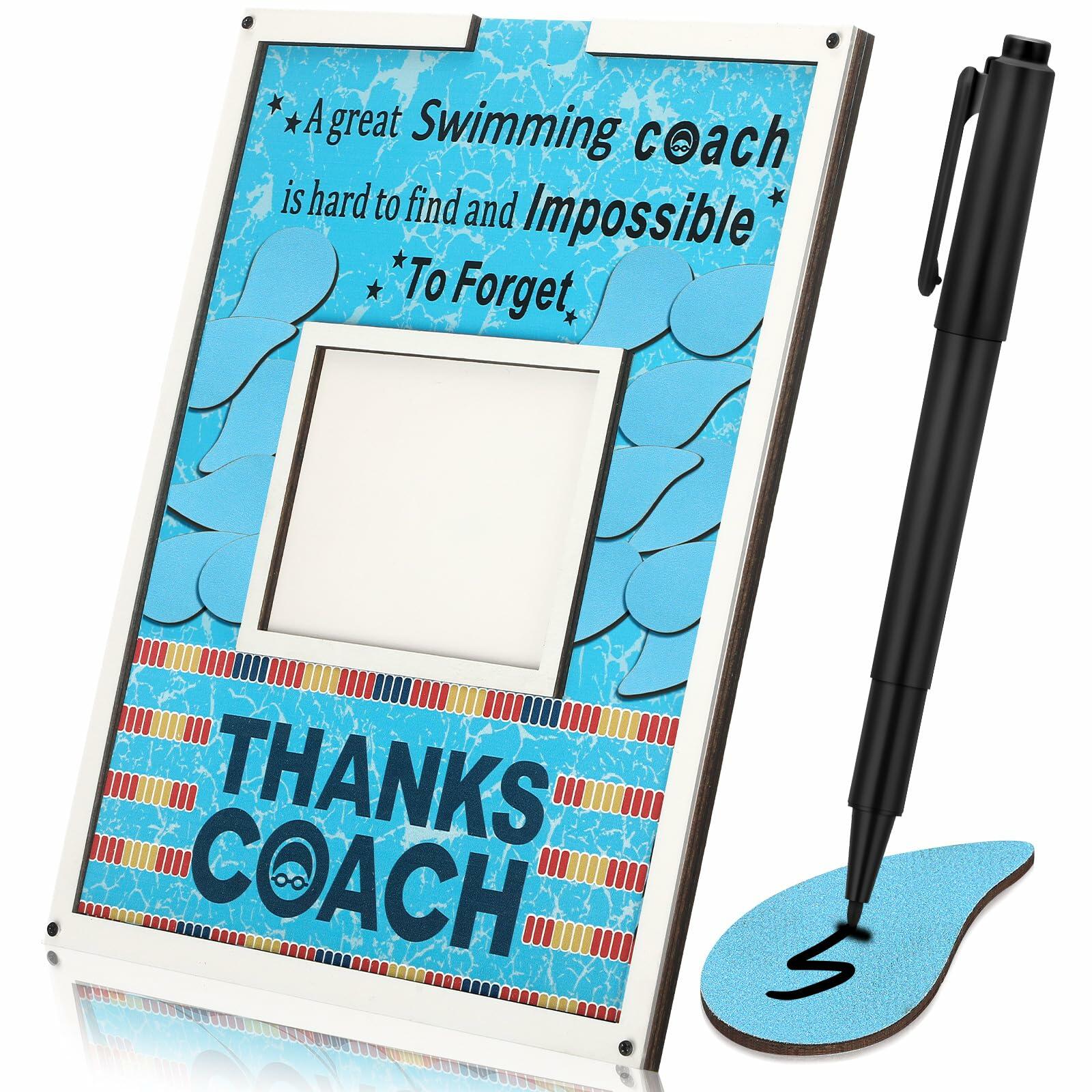 Yuntau Swimming Coach Frame Plaque Blue Wood Chips Signature Pen Gift