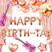 GallaRato 31 PCS Singer Birthday Balloons Decorations Rose Gold Pink Silver