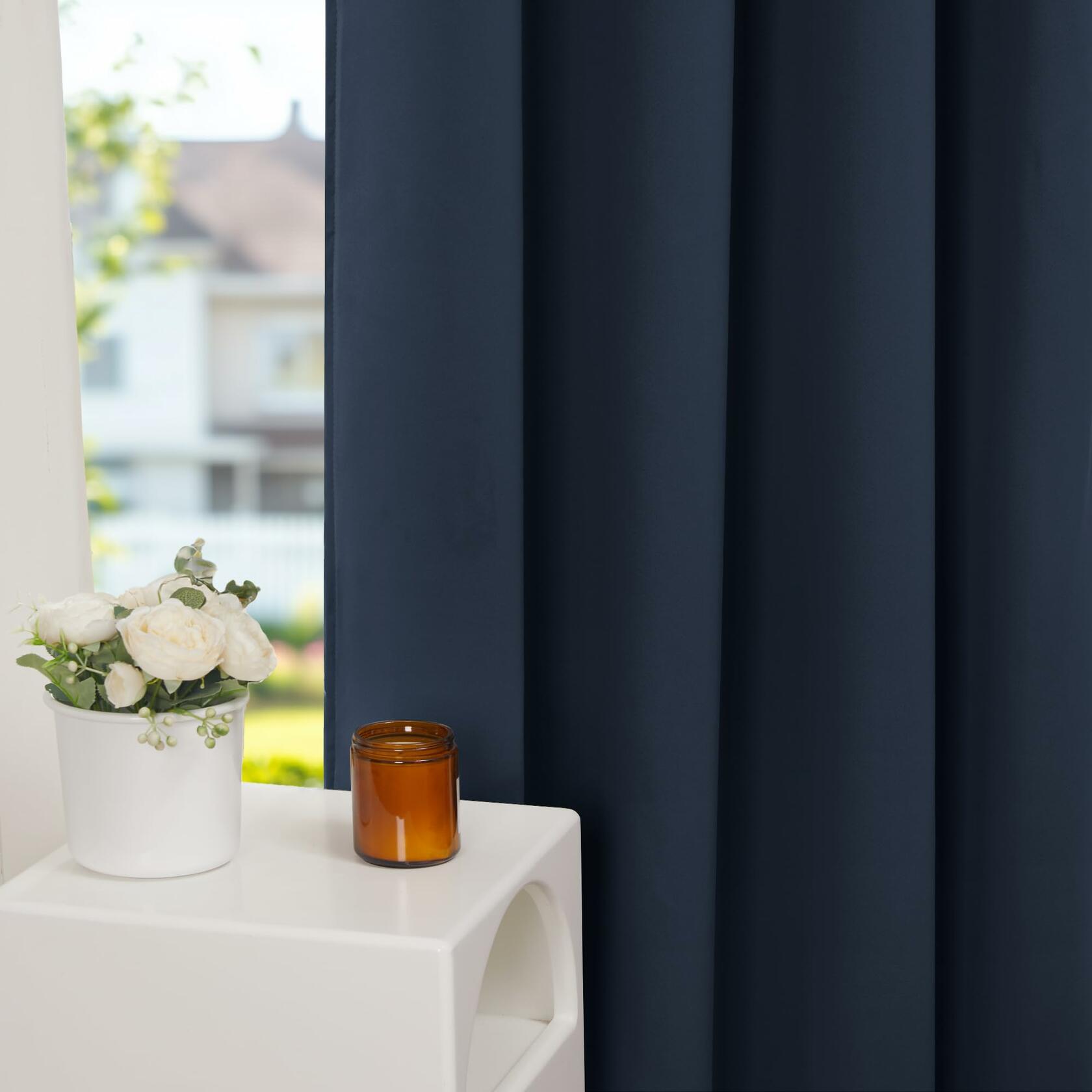 Deconovo Blackout Door Curtain Double Layer Insulated Navy 38x80 1 Panel