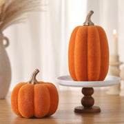 Vicenpal 2 Pcs Orange Foam Pumpkins Fall Thanksgiving Decor Flocked Velvet