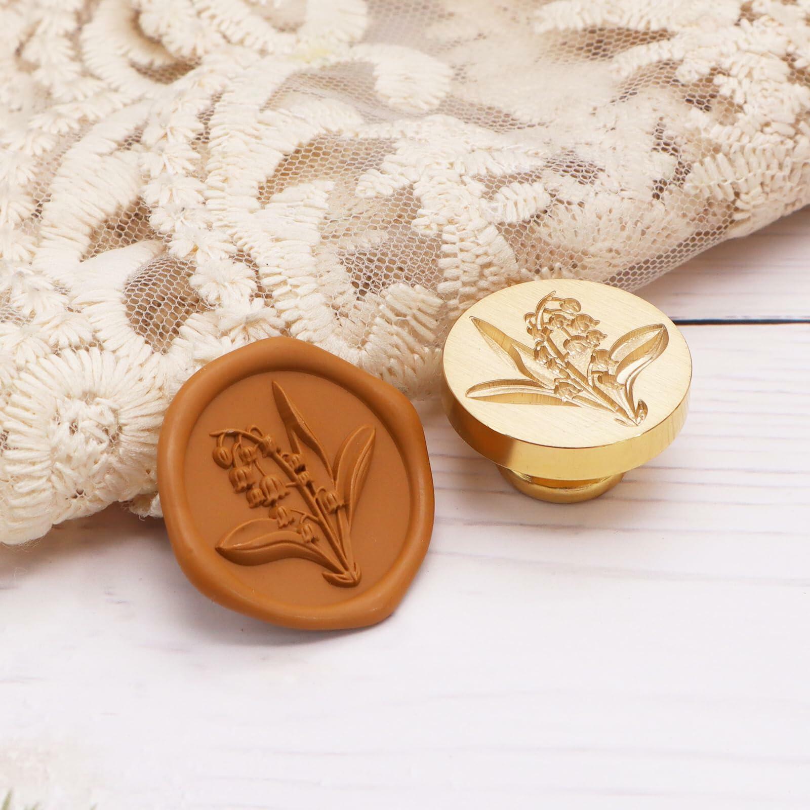 Lily of The Valley Wax Seal 3D Embossed Round Flower Wood Handle