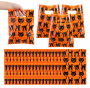 Kolldenn Vintage Halloween Black Cat Gift Bags 7x9.5 Inch 100 Pcs Black Orange