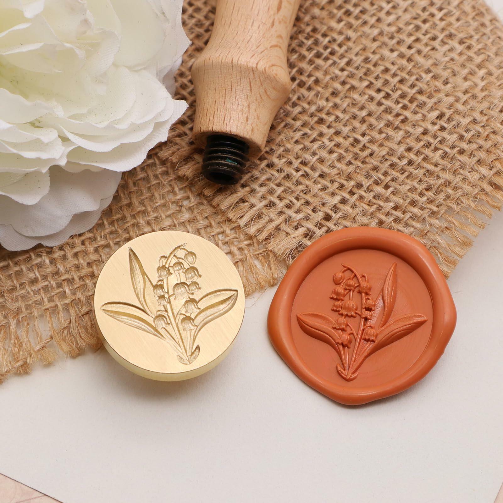 Lily of The Valley Wax Seal 3D Embossed Round Flower Wood Handle