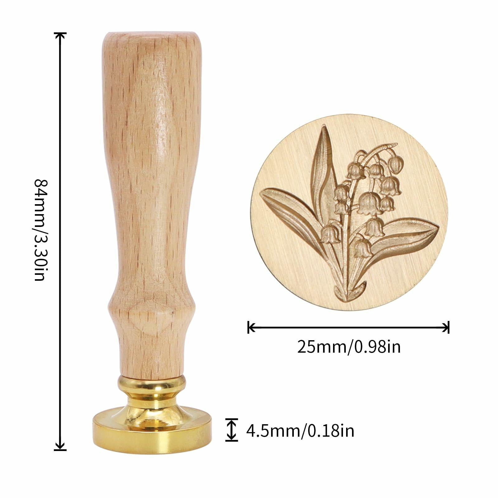 Lily of The Valley Wax Seal 3D Embossed Round Flower Wood Handle