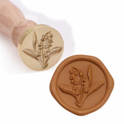 Lily of The Valley Wax Seal 3D Embossed Round Flower Wood Handle