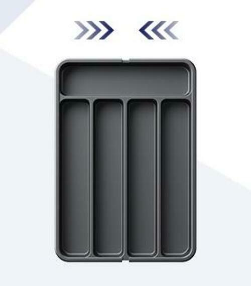 Kitsure Adjustable Cutlery Drawer Organizer Kitchen Tray Black