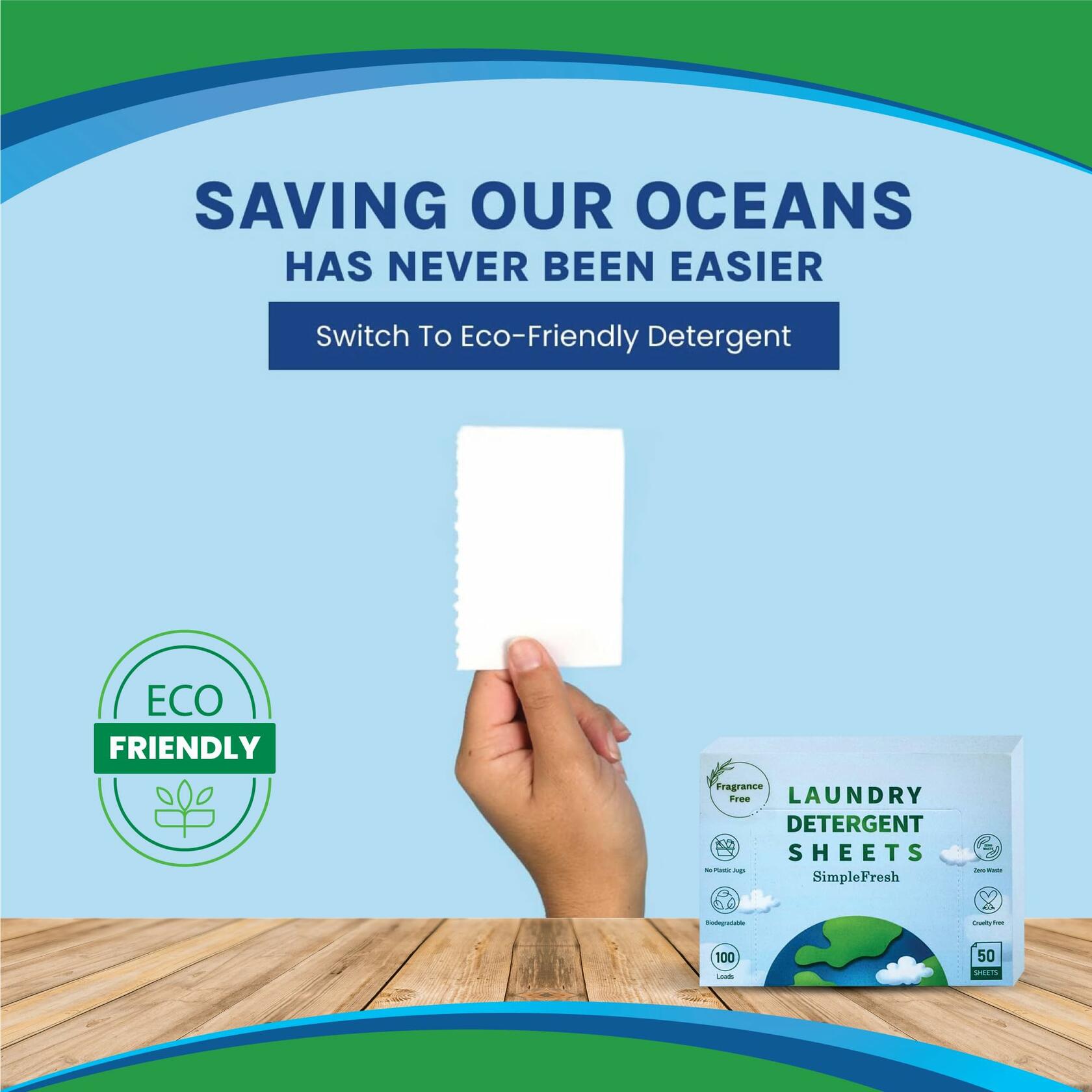 Simple Fresh Laundry Detergent Sheets Fragrance Free 50 Sheets 100 Loads