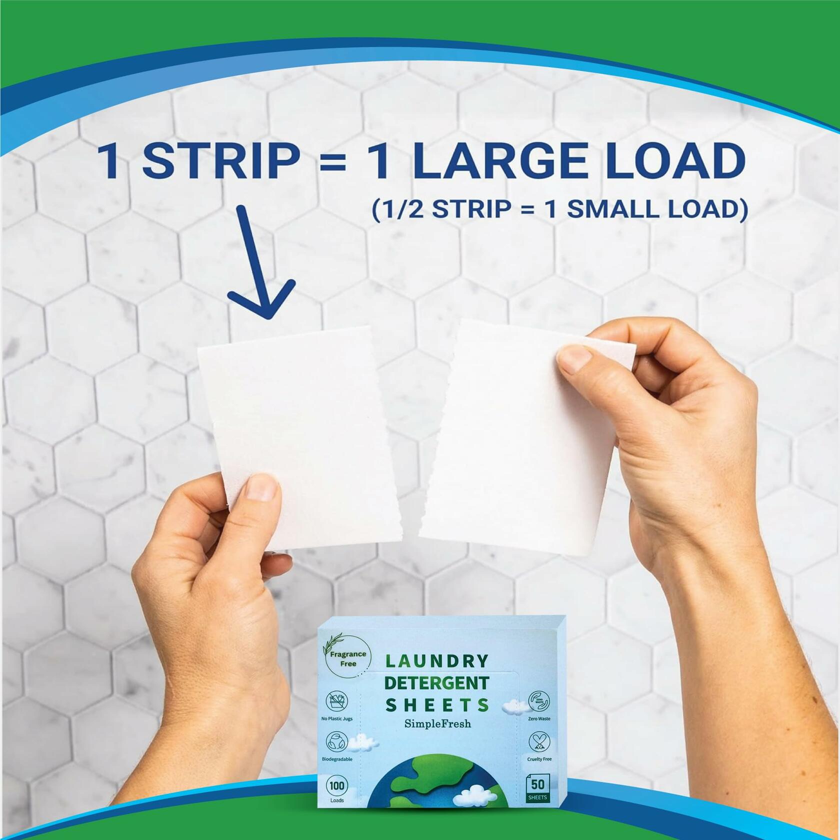 Simple Fresh Laundry Detergent Sheets Fragrance Free 50 Sheets 100 Loads