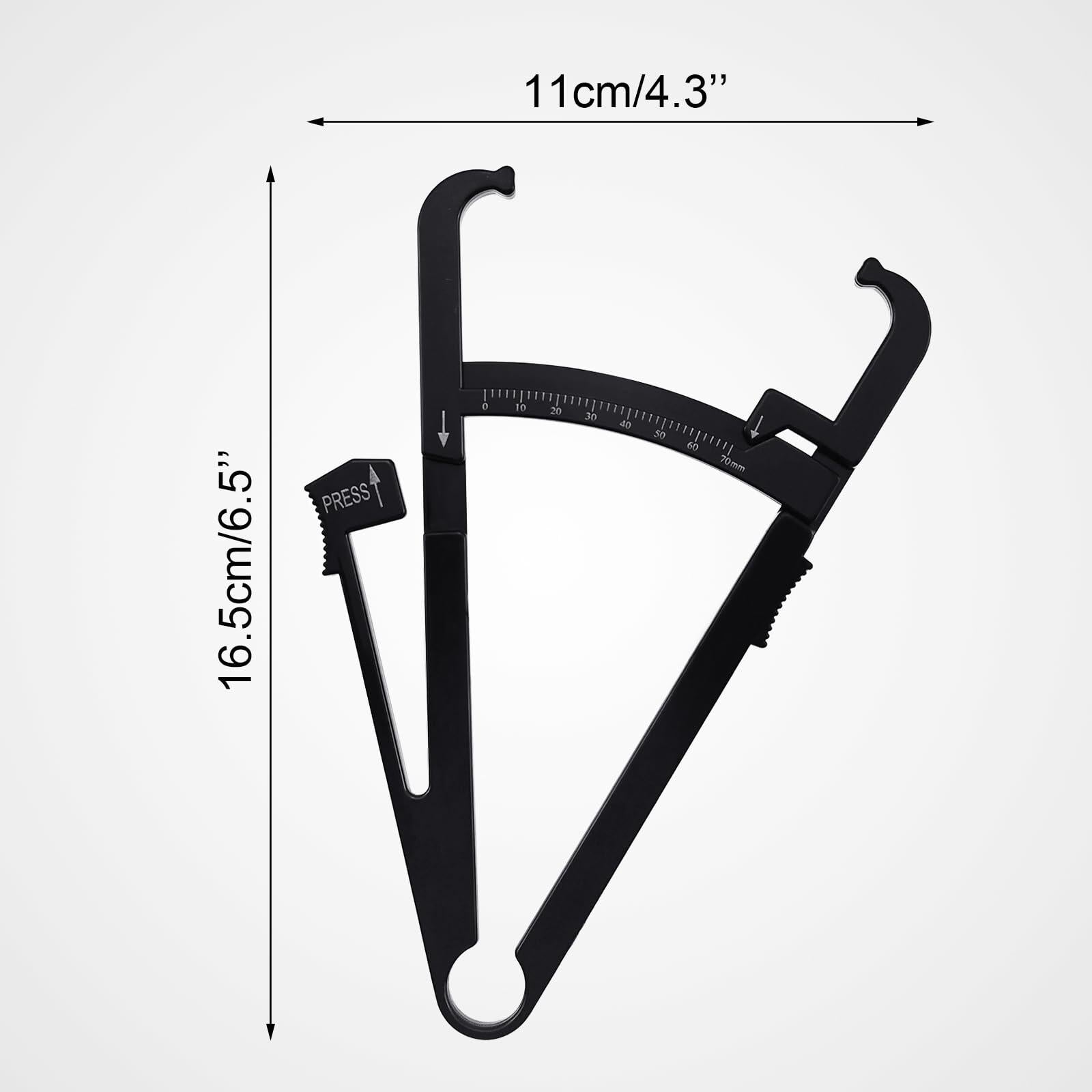 Quacc Body Fat Caliper with Slide Ruler & Body Fat Charts Black