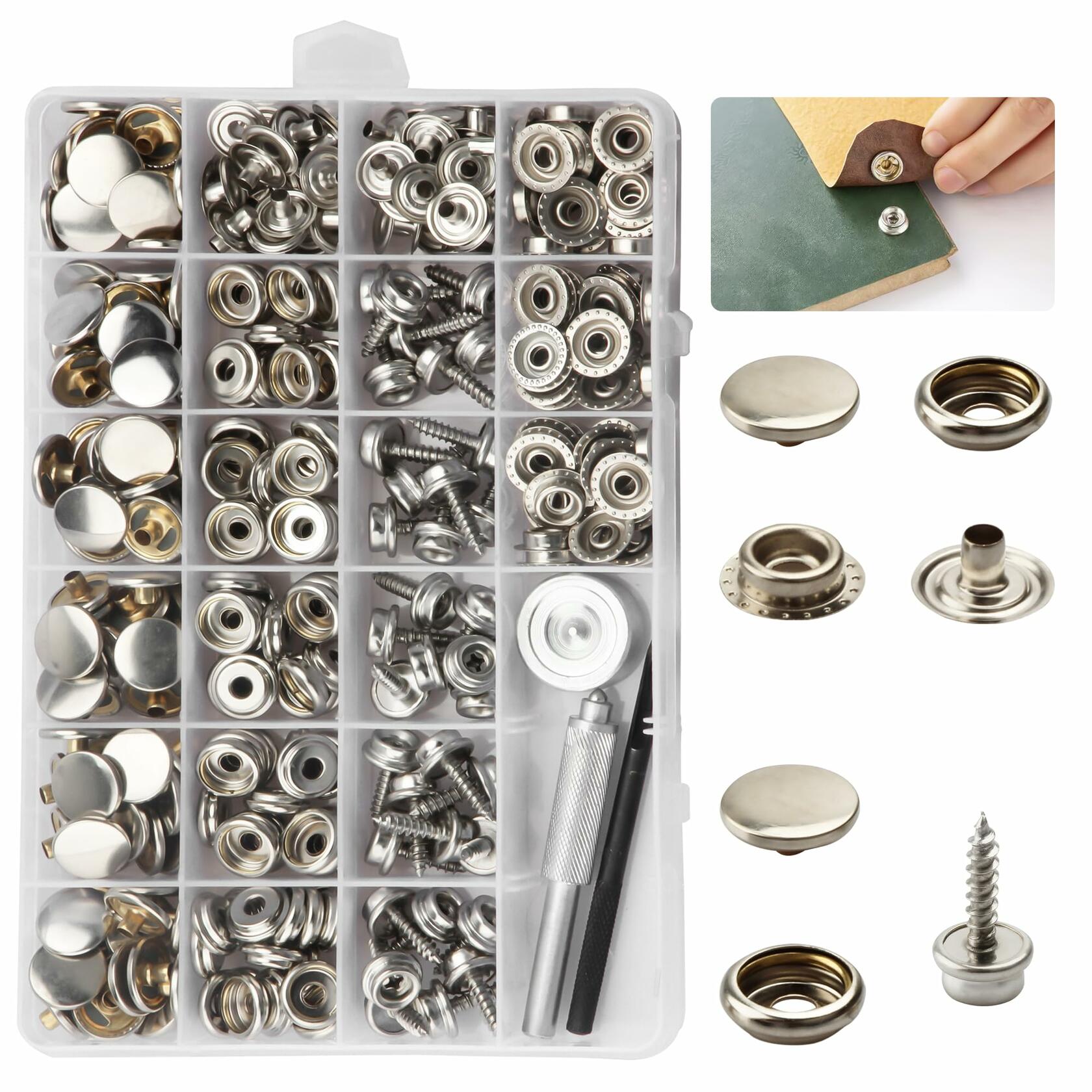 BIOUU 363PCS Stainless Steel Canvas Snap Fastener Kit for Boat Covers