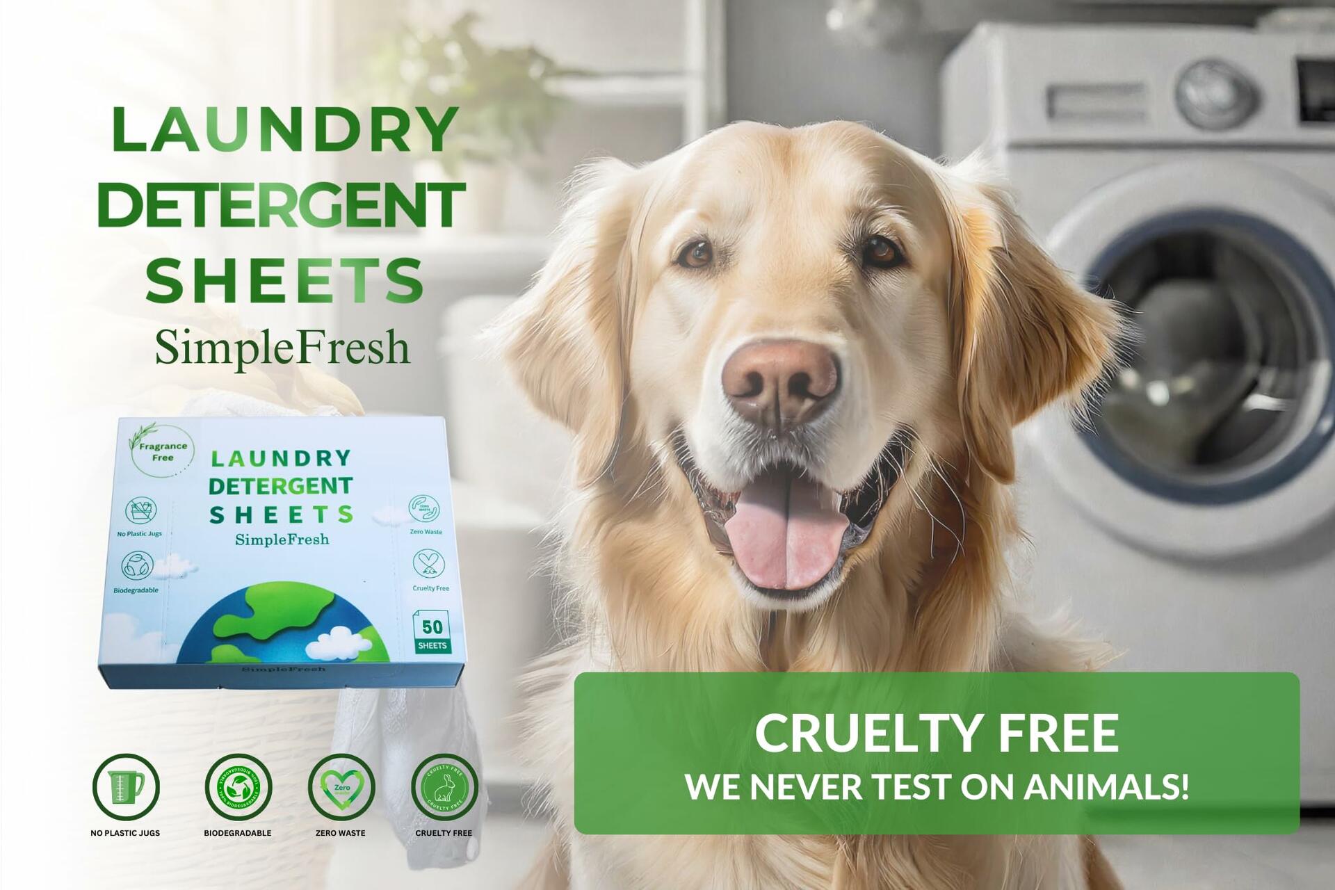 Simple Fresh Laundry Detergent Sheets Fragrance Free 50 Sheets 100 Loads