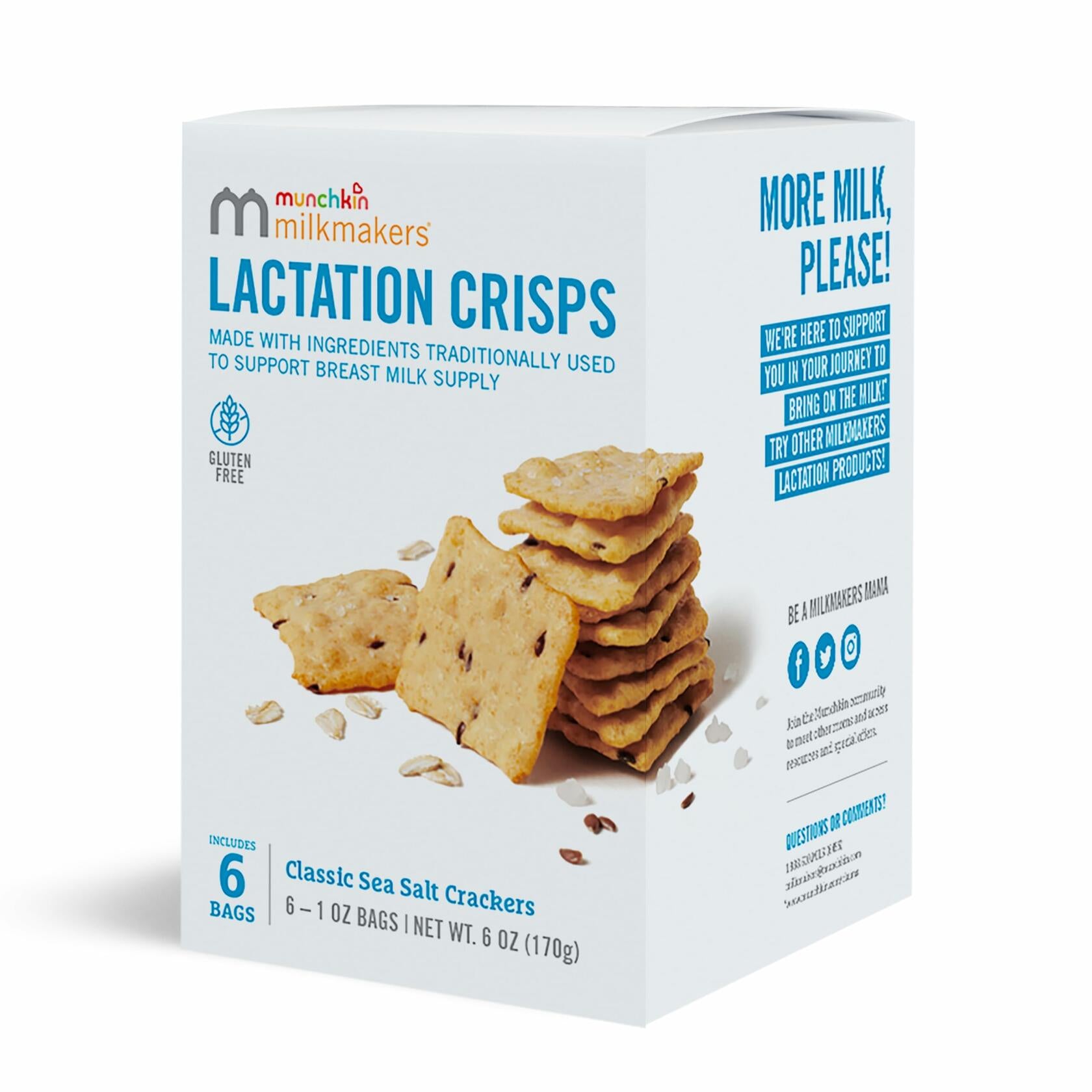 Munchkin Milkmakers Lactation Crisps Gluten Free Oats Flax 6 Count