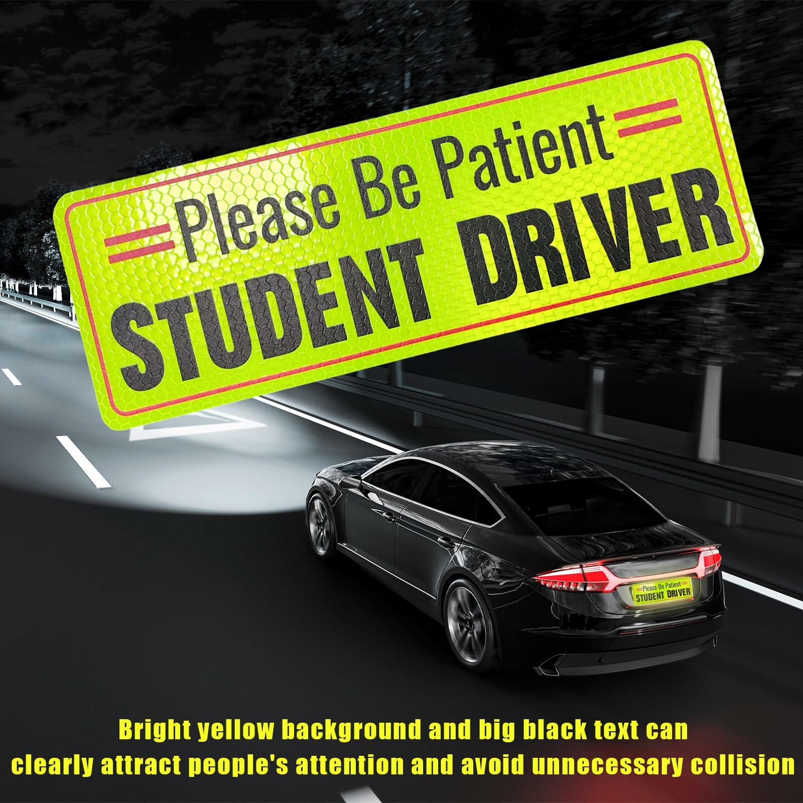 Yourkar 2PCS Magnetic Student Driver Reflective Car Safety Warning Stickers