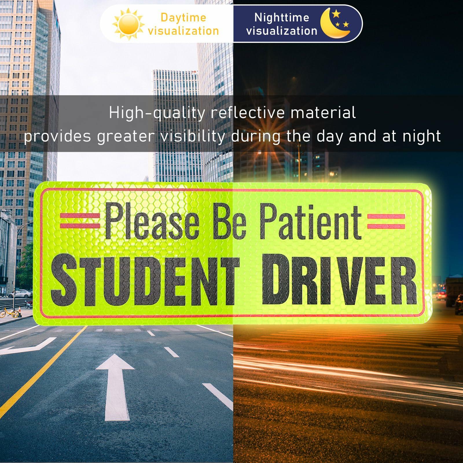 Yourkar 2PCS Magnetic Student Driver Reflective Car Safety Warning Stickers