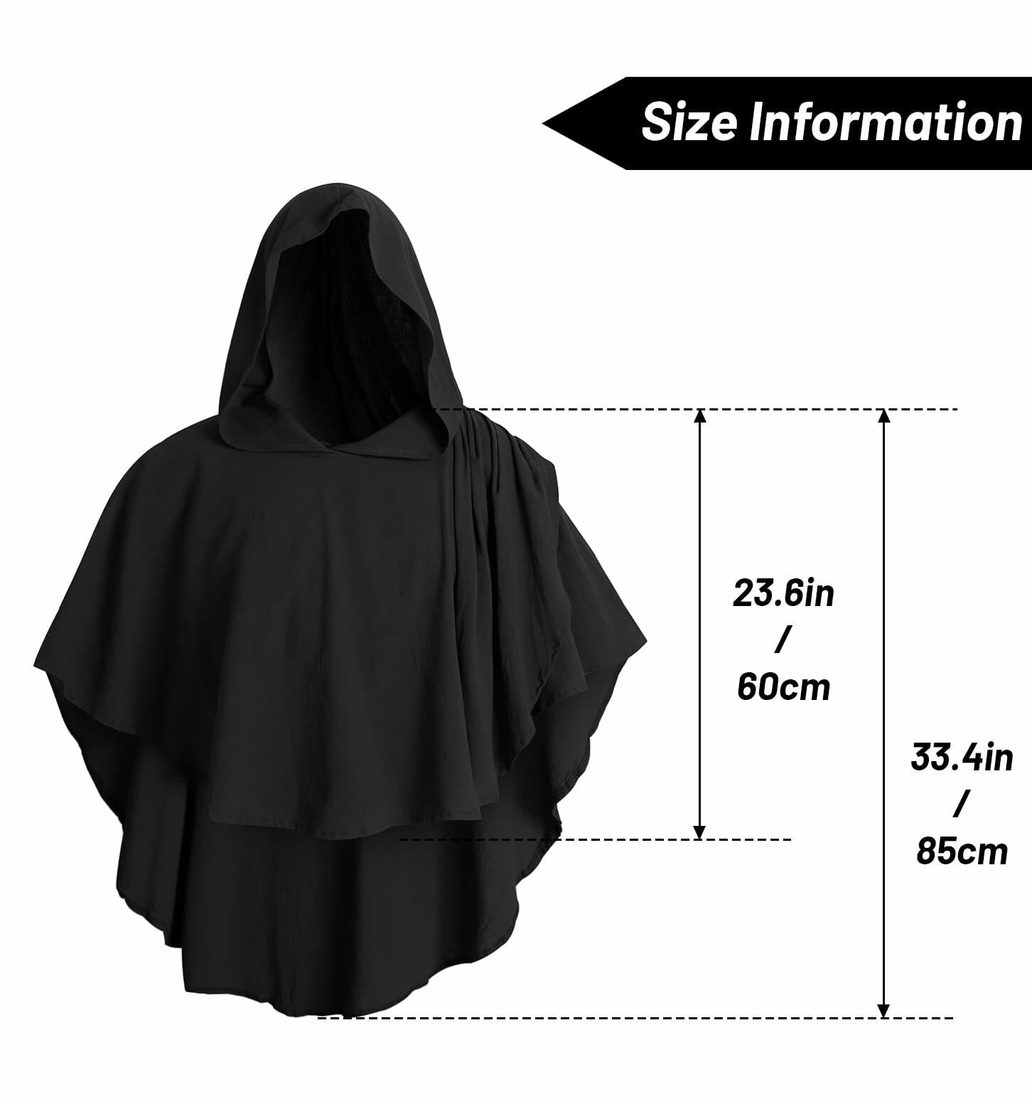 UQJE Medieval Hooded Cloak Renaissance Cape Robe Costume Halloween One Size