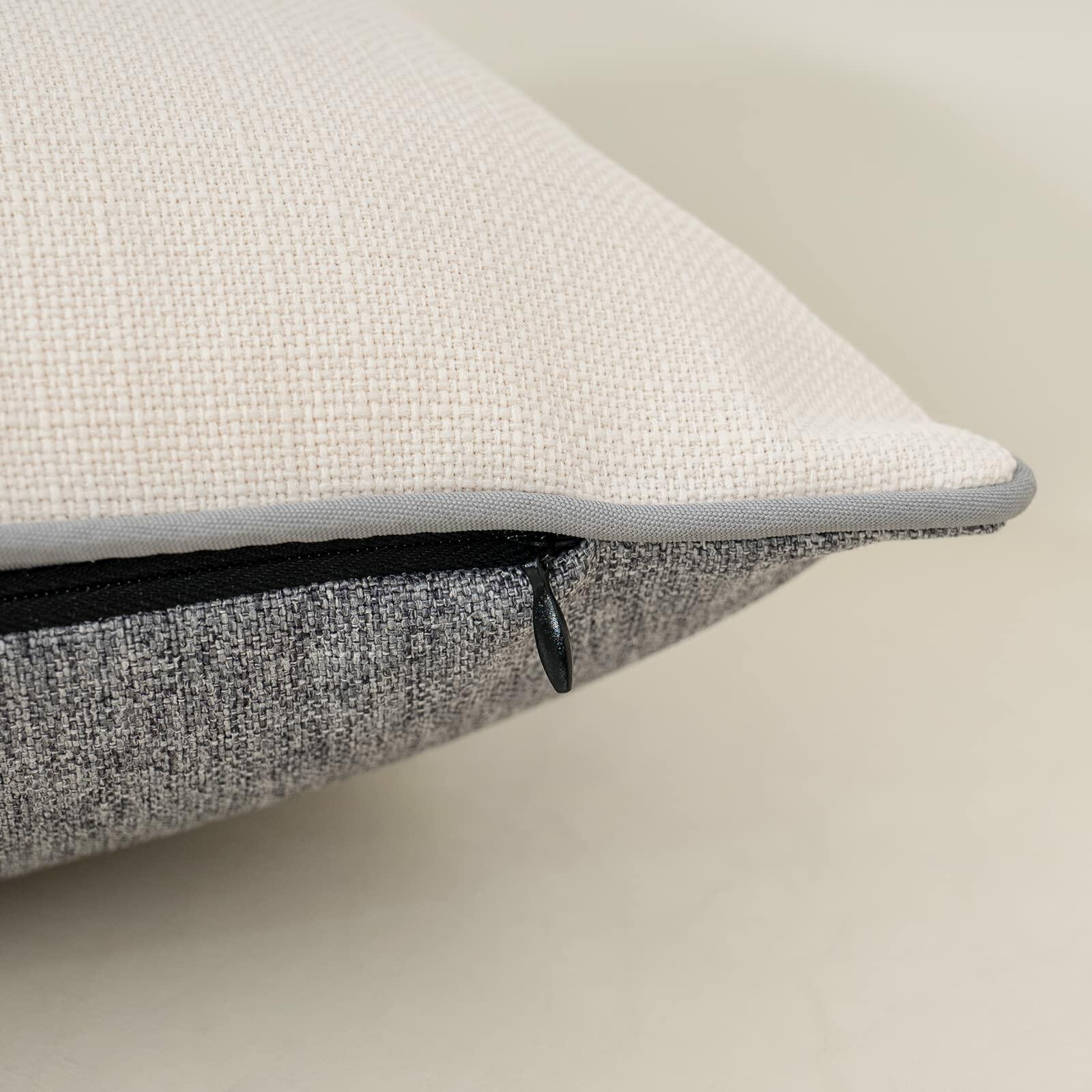 Yangest Patchwork Pillow Cover Luxury Cotton Linen Gray 24x24 Inch