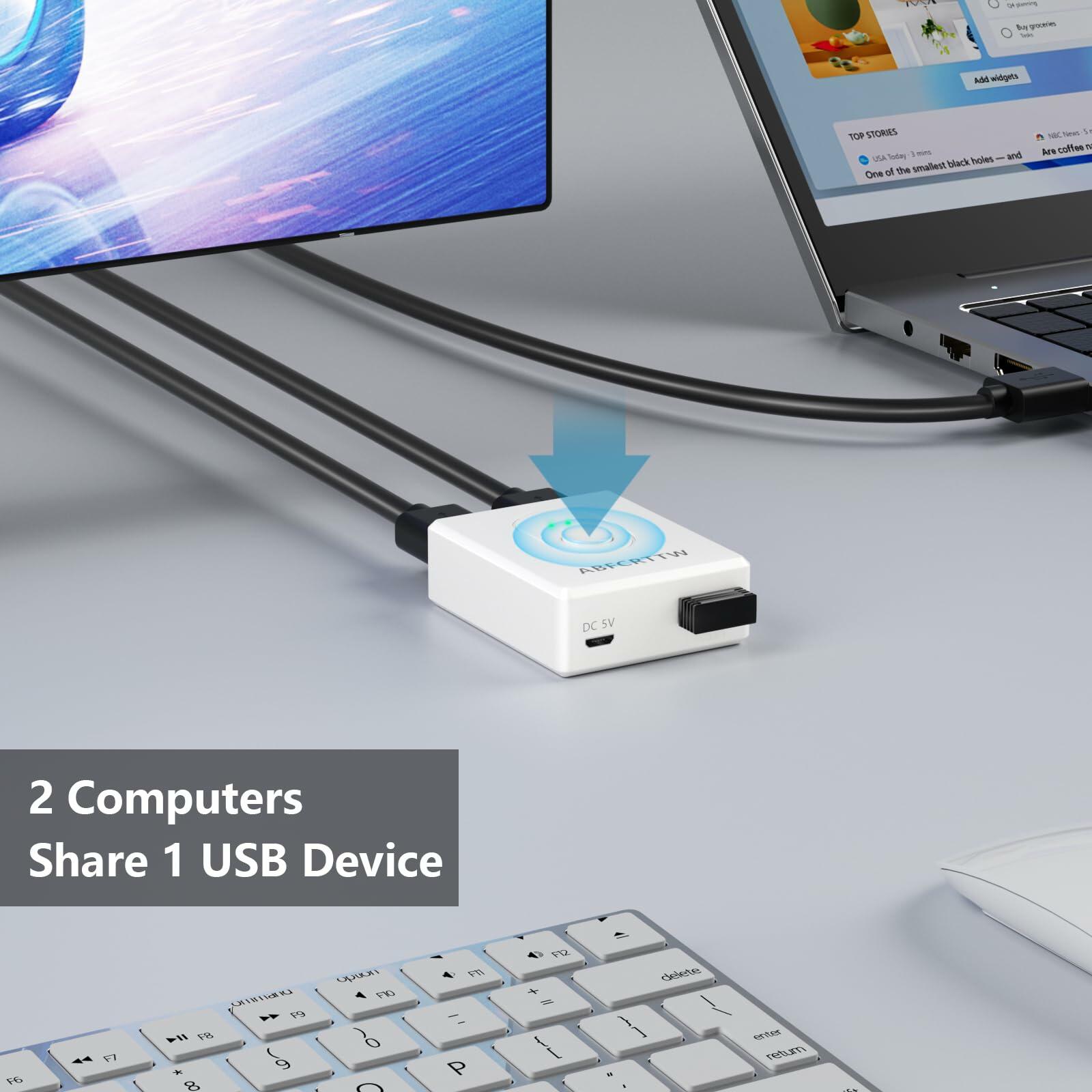 ABFCRTTW USB 3.0 Bi-Directional Switch 2 Computers 1 In 2 Out White