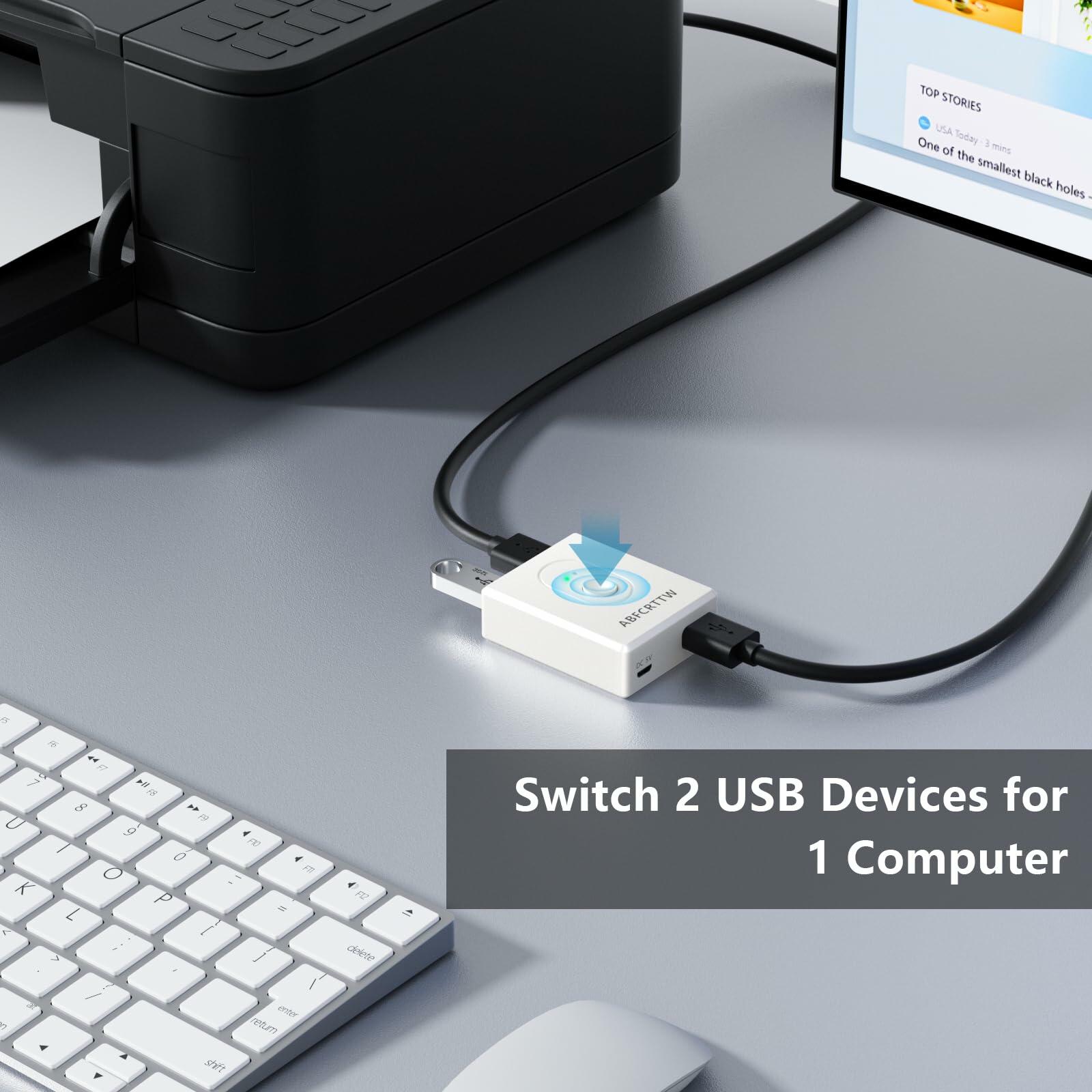 ABFCRTTW USB 3.0 Bi-Directional Switch 2 Computers 1 In 2 Out White