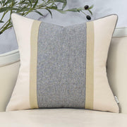 Yangest Patchwork Pillow Cover Luxury Cotton Linen Gray 24x24 Inch