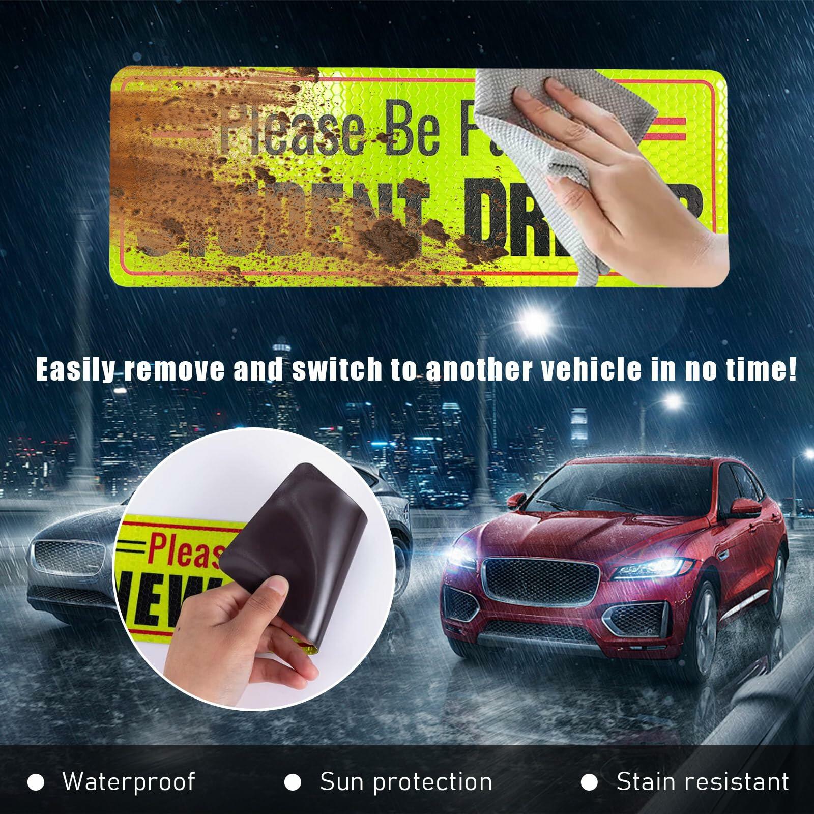 Yourkar 2PCS Magnetic Student Driver Reflective Car Safety Warning Stickers