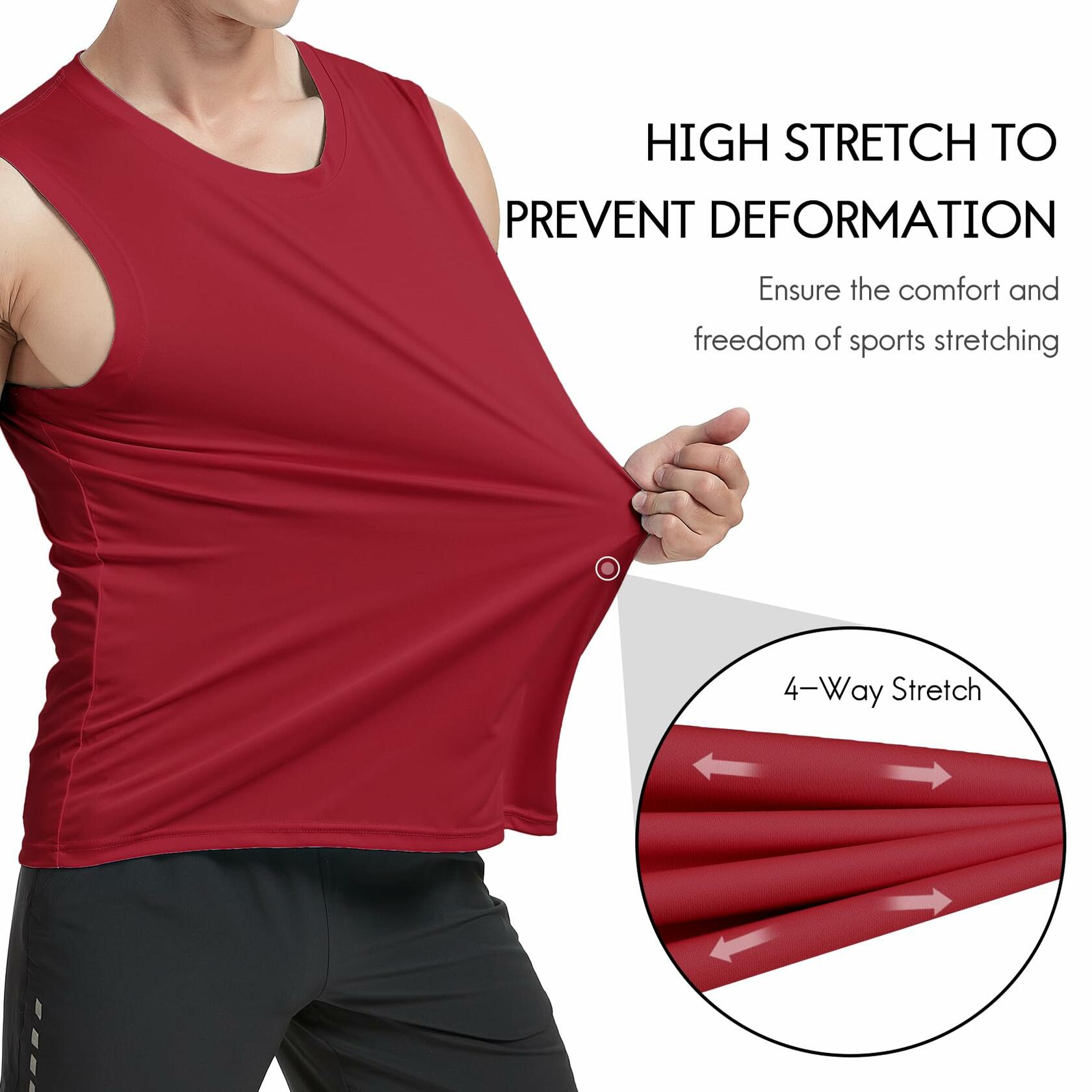 Haimont Men's UPF 50 Rash Guard Swim Tank Top Muscle Tee Red Size L