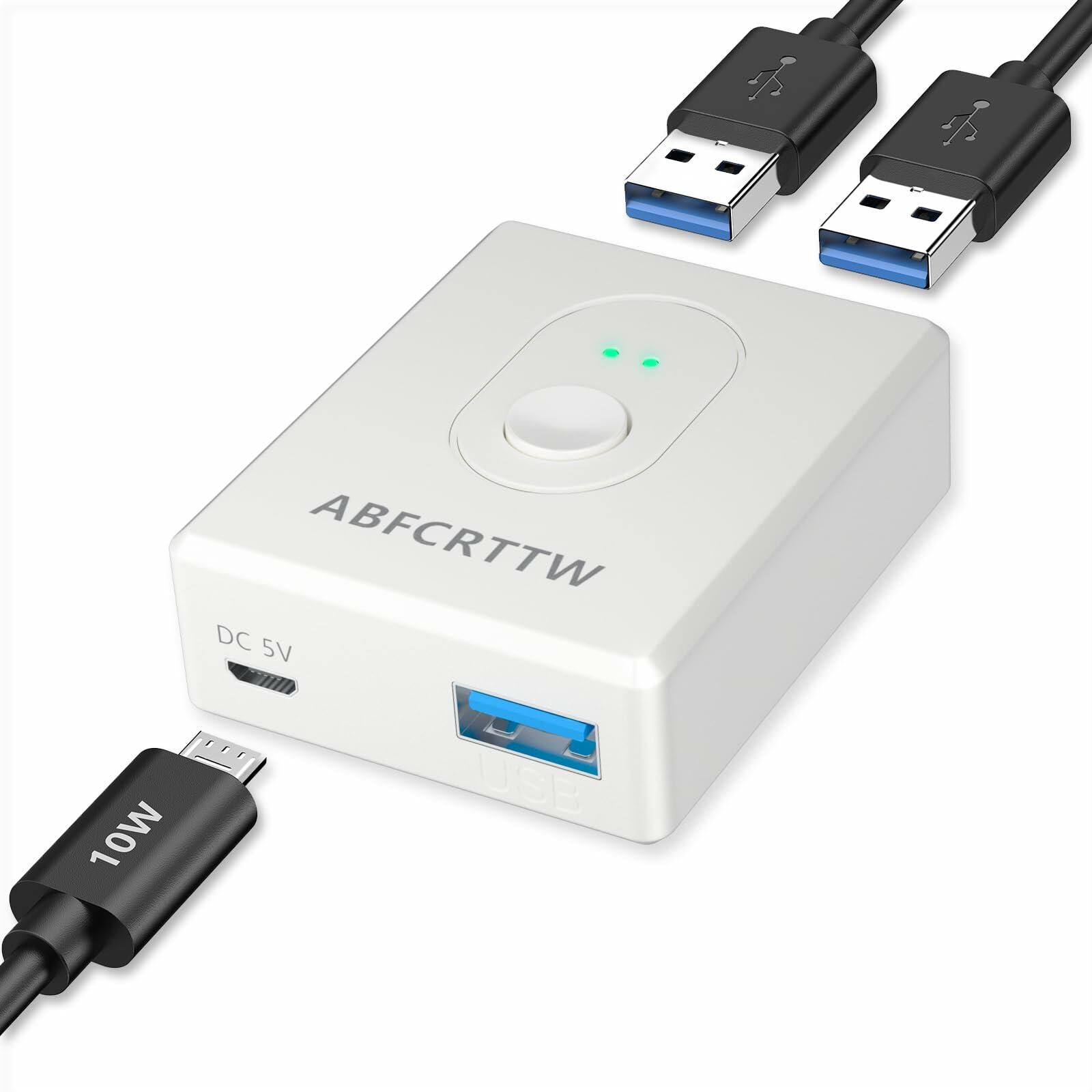 ABFCRTTW USB 3.0 Bi-Directional Switch 2 Computers 1 In 2 Out White