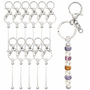 Rthjsfj 12Pcs Beadable Metal Keychain Bars for Beads DIY Craft Kit Silver