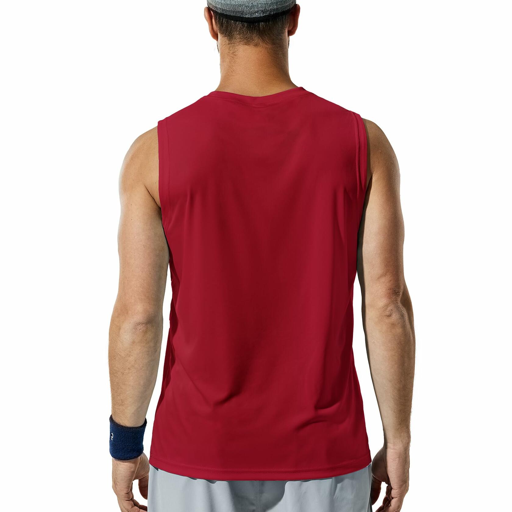Haimont Men's UPF 50 Rash Guard Swim Tank Top Muscle Tee Red Size L
