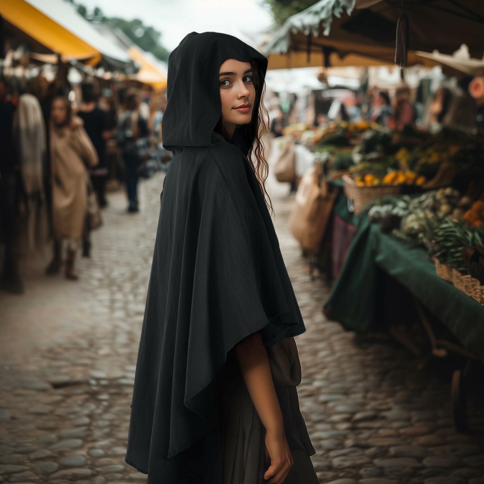 UQJE Medieval Hooded Cloak Renaissance Cape Robe Costume Halloween One Size