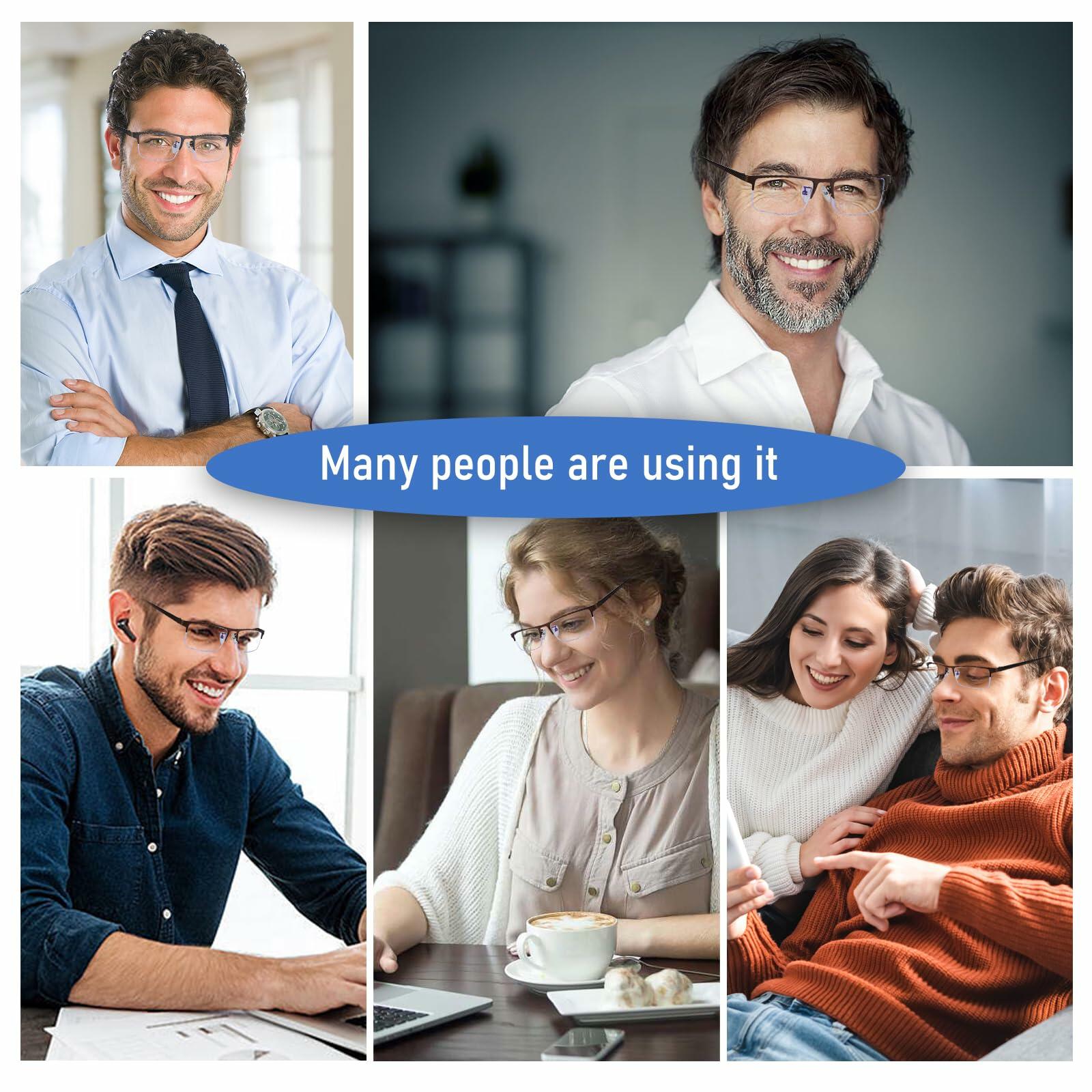 Anourney 3-Pack Men's Reading Glasses +1.5 Blue Light Blocking Metal Frame