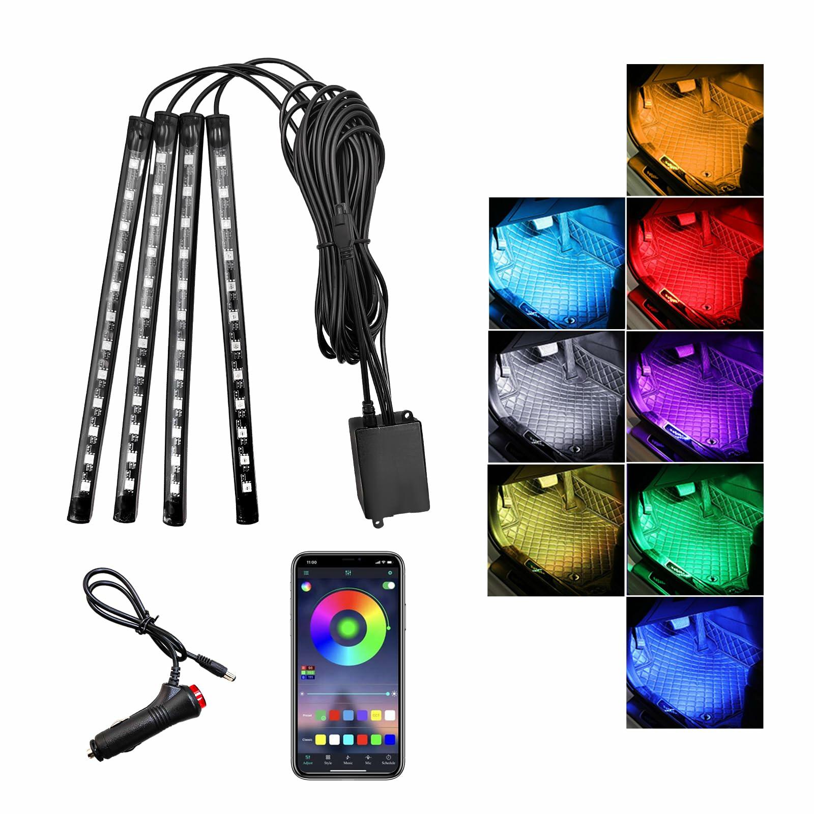 Sylvil Car LED Interior Strip Light RGB 36 LED Sound Active App Control