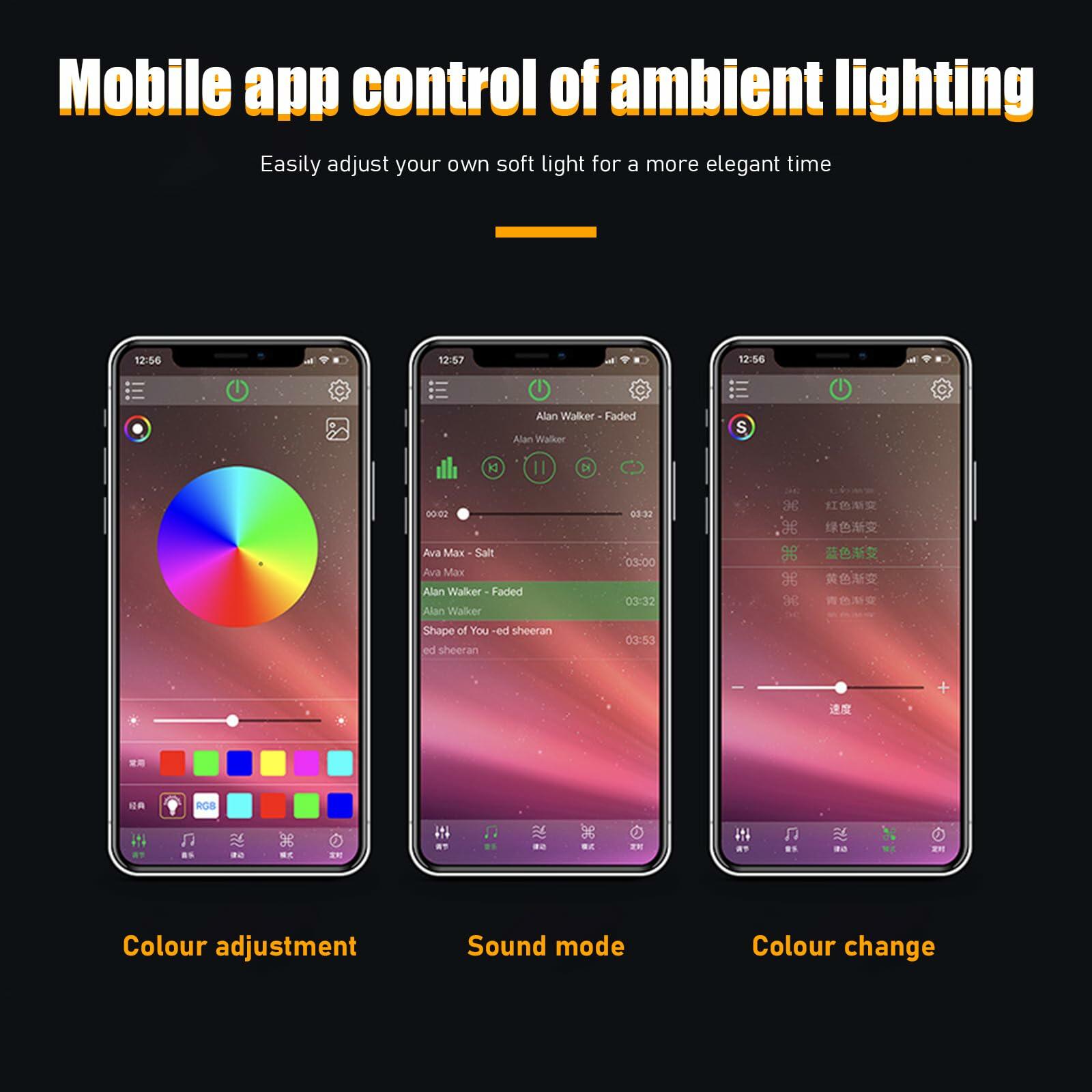 Sylvil Car LED Interior Strip Light RGB 36 LED Sound Active App Control