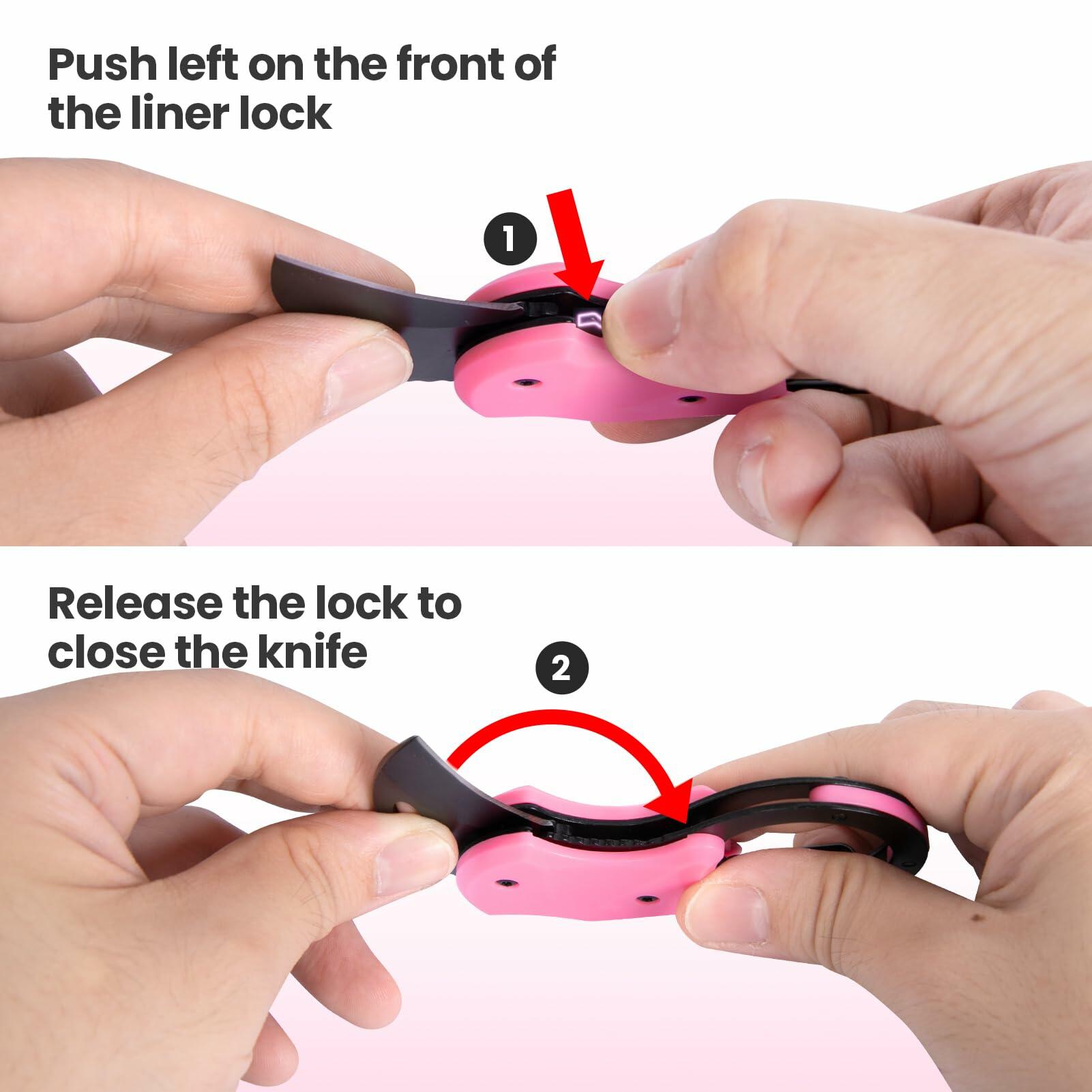 FUNBRO Pink Keychain Knife EDC Pocket Cutter 1.34in Blade