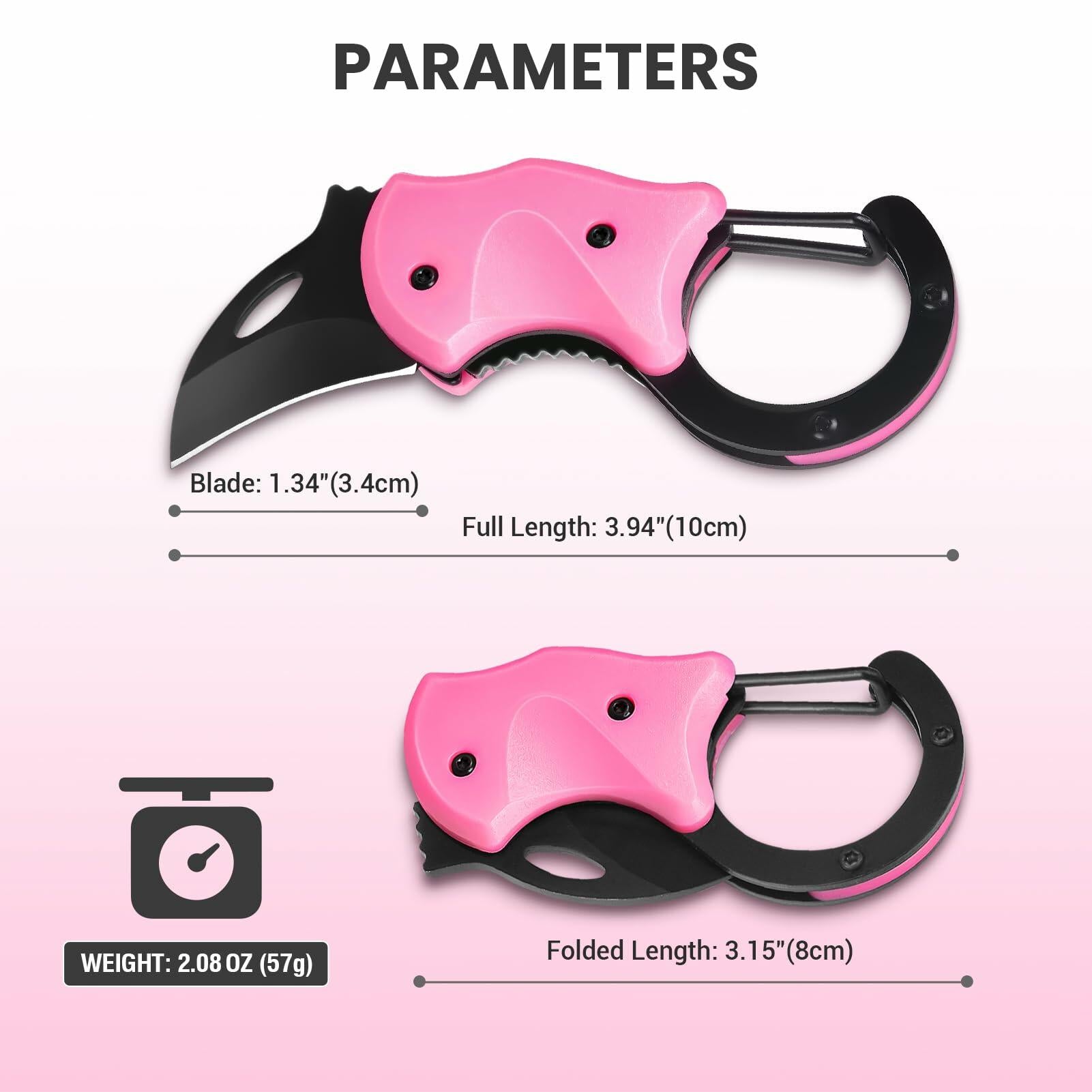 FUNBRO Pink Keychain Knife EDC Pocket Cutter 1.34in Blade